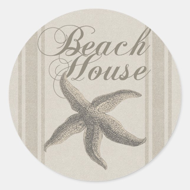 Sticker Rond Starfish Beach House Plage Côté Côte (Devant)