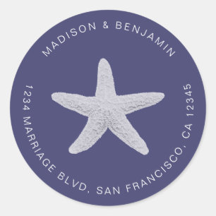 Sticker Rond Starfish Beach Wedding Retourner Adresse Marine Bl