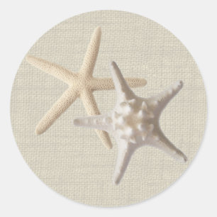 Sticker Rond Starfish & Burlap