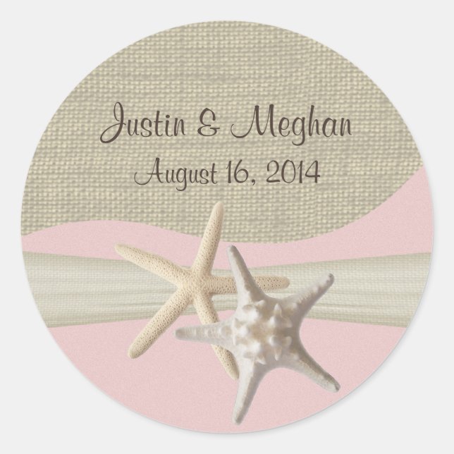 Sticker Rond Starfish & Burlap rose (Devant)