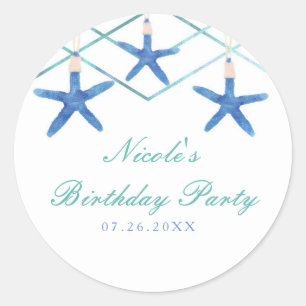 Sticker Rond Starfish & Modern Lines Elégant Beach Personnalisé