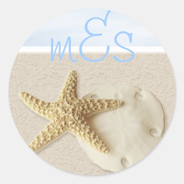 Sticker Rond Starfish & Sand Dollar ・ Customisez-Moi. (Devant)