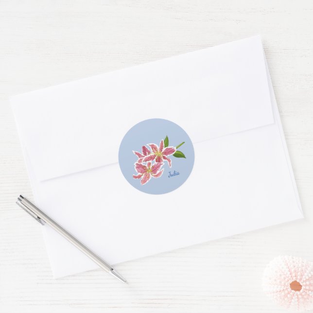 Sticker Rond Stargazer Lily personnalisée (Enveloppe)