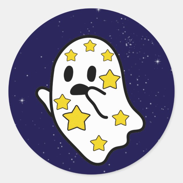 Sticker Rond Starry Ghost Perdu Dans L'Espace (Devant)