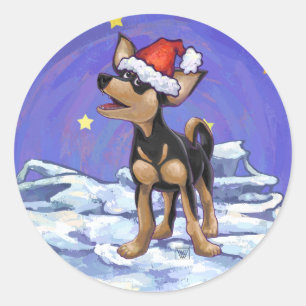 Sticker Rond Starry Night Festive Chihuahua
