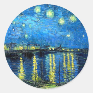 Sticker Rond Starry Night Over the Rhone (1888) Van Gogh Art