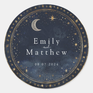 Sticker Rond Starry Night Romance Mariage
