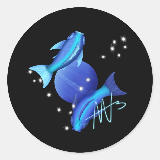 Sticker Rond Starry Pisces Neptune Zodiac (Devant)