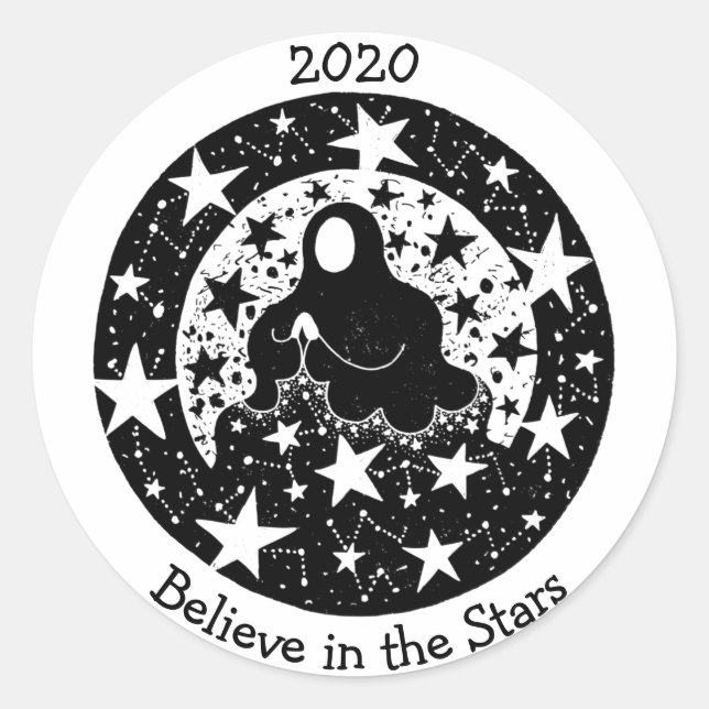 Sticker Rond Stars & Constellations Dream Weaver B/W (Devant)
