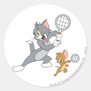 Sticker Rond Stars de tennis Tom et Jerry 1