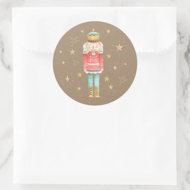 Sticker Rond Stars d'or de Noisette Rustique Kraft (Sac)