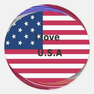 Sticker Rond Stars & Stripes & Love : A Patriotic USA Design