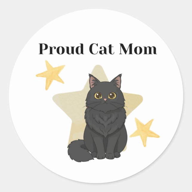 Sticker Rond Stars themed Proud Cat Mom (Devant)