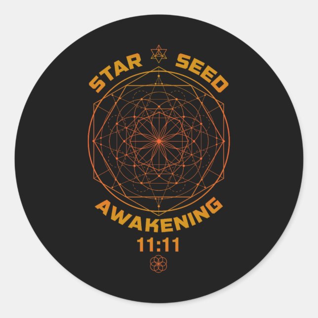 Sticker Rond Starseed Awakening 1111 Sacred Geometry  (Devant)