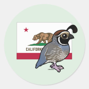 Sticker Rond State Birdorable : Quail de Californie