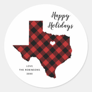 Sticker Rond State Holiday Tartan Texas