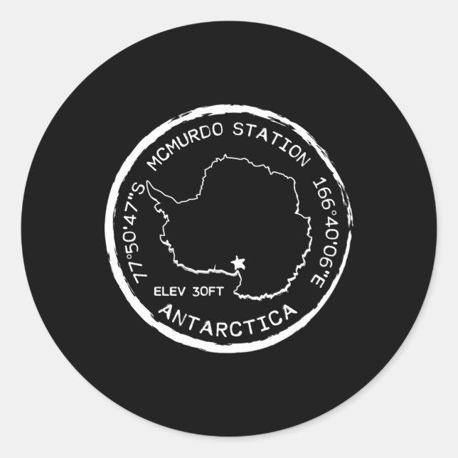 Sticker Rond Station de Mcmurdo Tampon de passeport Antarctique (Devant)