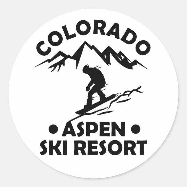Sticker Rond Station de ski d'Aspen Colorado (Devant)