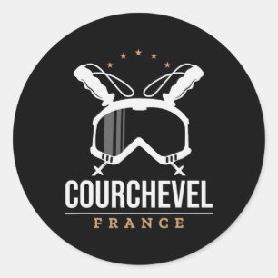 Sticker Rond Station de ski de Courchevel France Ski Vintage Sn