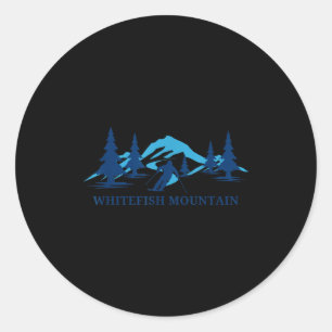Sticker Rond Station de ski de montagne Whitefish Montana skieu