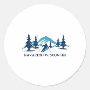 Sticker Rond Station de ski de Navarino Wisconsin Ski de ski _1