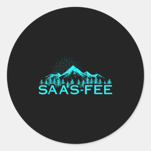 Sticker Rond Station de ski de Saas-fee Alpes suisses Ski Suiss