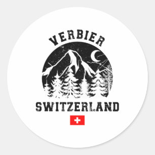 Sticker Rond Station de ski de Verbier Suisse Alpes Ski alpin 