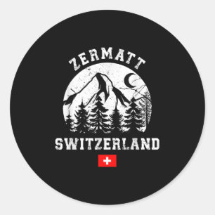 Sticker Rond Station de ski de Zermatt Suisse Alpes Ski alpin 