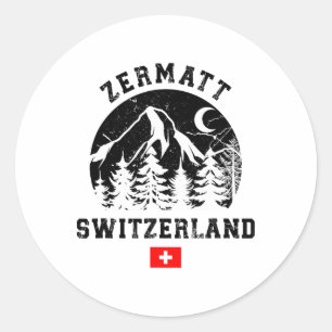 Sticker Rond Station de ski de Zermatt Suisse Alpes Ski alpin