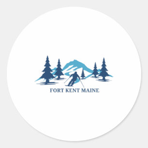 Sticker Rond Station de ski Fort Kent Maine Skieur Ski