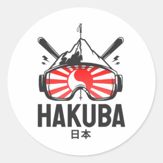 Sticker Rond Station de ski Haku Japon Ski Retro