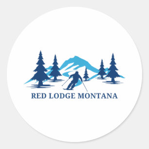 Sticker Rond station de ski red lodge montana skieur 