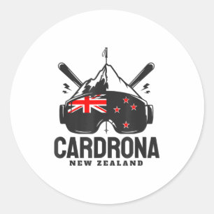 Sticker Rond Station de ski rétro de Cardrona en Nouvelle-Zélan