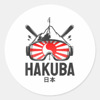 Sticker Rond Station de ski rétro Hakuba japon 