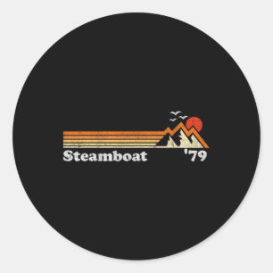 Sticker Rond Station de ski Retro Steamboat Resort Colorado Sno