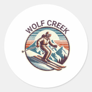 Sticker Rond Station de ski Retro Vintage Wolf Creek Colorado S
