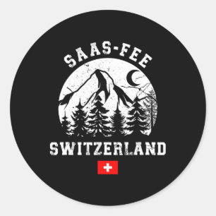 Sticker Rond Station de ski Saas-fee Suisse Alpes Ski alpin