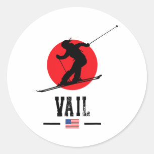 Sticker Rond Station de ski Vail Usa Montagnes Rocheuses Ski am