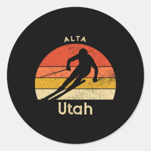 Sticker Rond Station de ski vintage Alta Utah Montagne