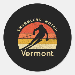Sticker Rond Station de ski vintage Smugglers' Notch Vermont Mo