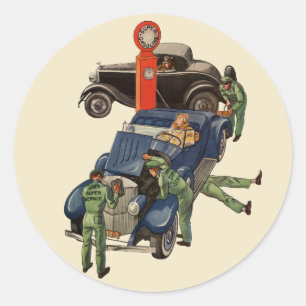 Sticker Rond Station-service complet de Joe, Vintage