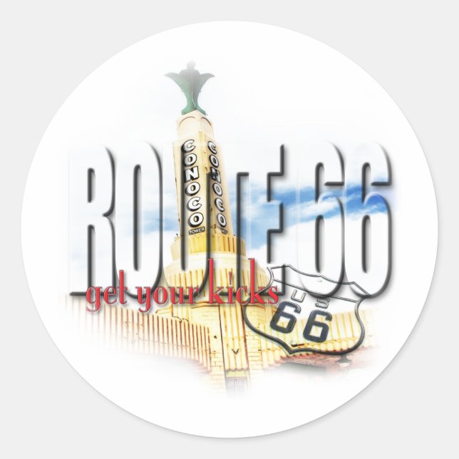 Sticker Rond Station-service Old Conoco, Texas - Route 66 (Devant)