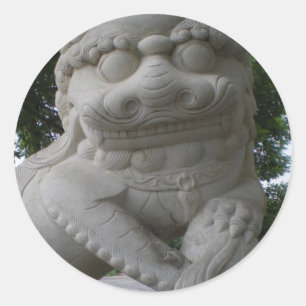 Sticker Rond Statue chinoise de Foo Dog