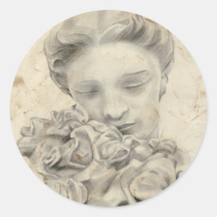 Sticker Rond Statue dans le Jardin I