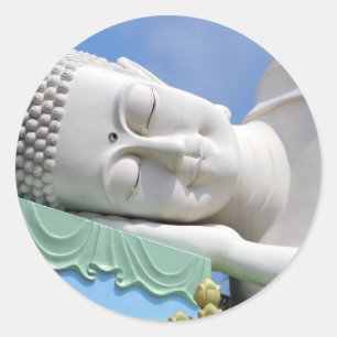Sticker Rond Statue de Bouddha reposant endormi heureux paix