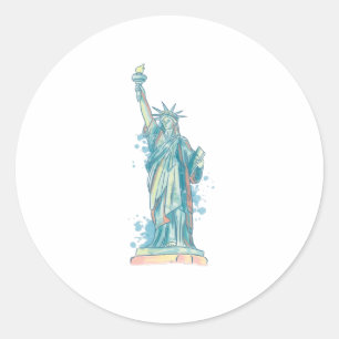 STICKER ROND STATUE DE COULEUR D'EAU DE LIBERTÉ