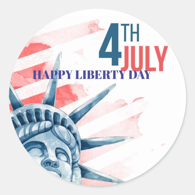 Sticker Rond Statue de la Liberté 4 juillet (Devant)