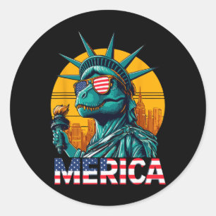 Sticker Rond Statue De La Liberté 4 juillet Trex Boys American