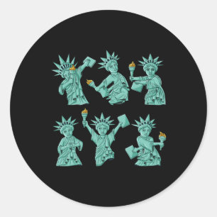 Sticker Rond Statue De La Liberté 4 juillet USA Boys Gir
