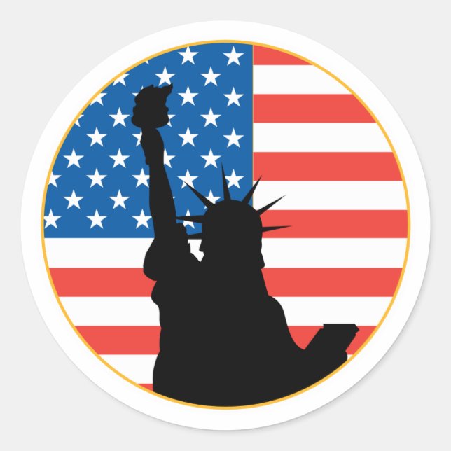 Sticker Rond Statue De La Liberté Conception Patriotique (Devant)